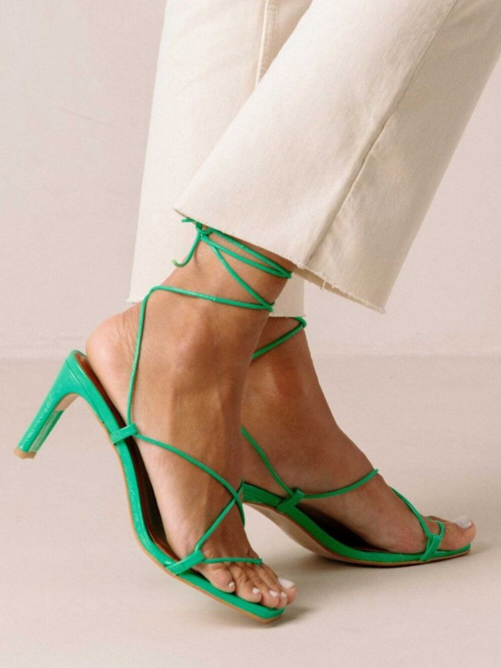 Alohas Bellini Leather Heeled Sandals - Neon Green